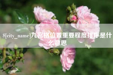 泽州九宫格位置重要程度排序是什么意思